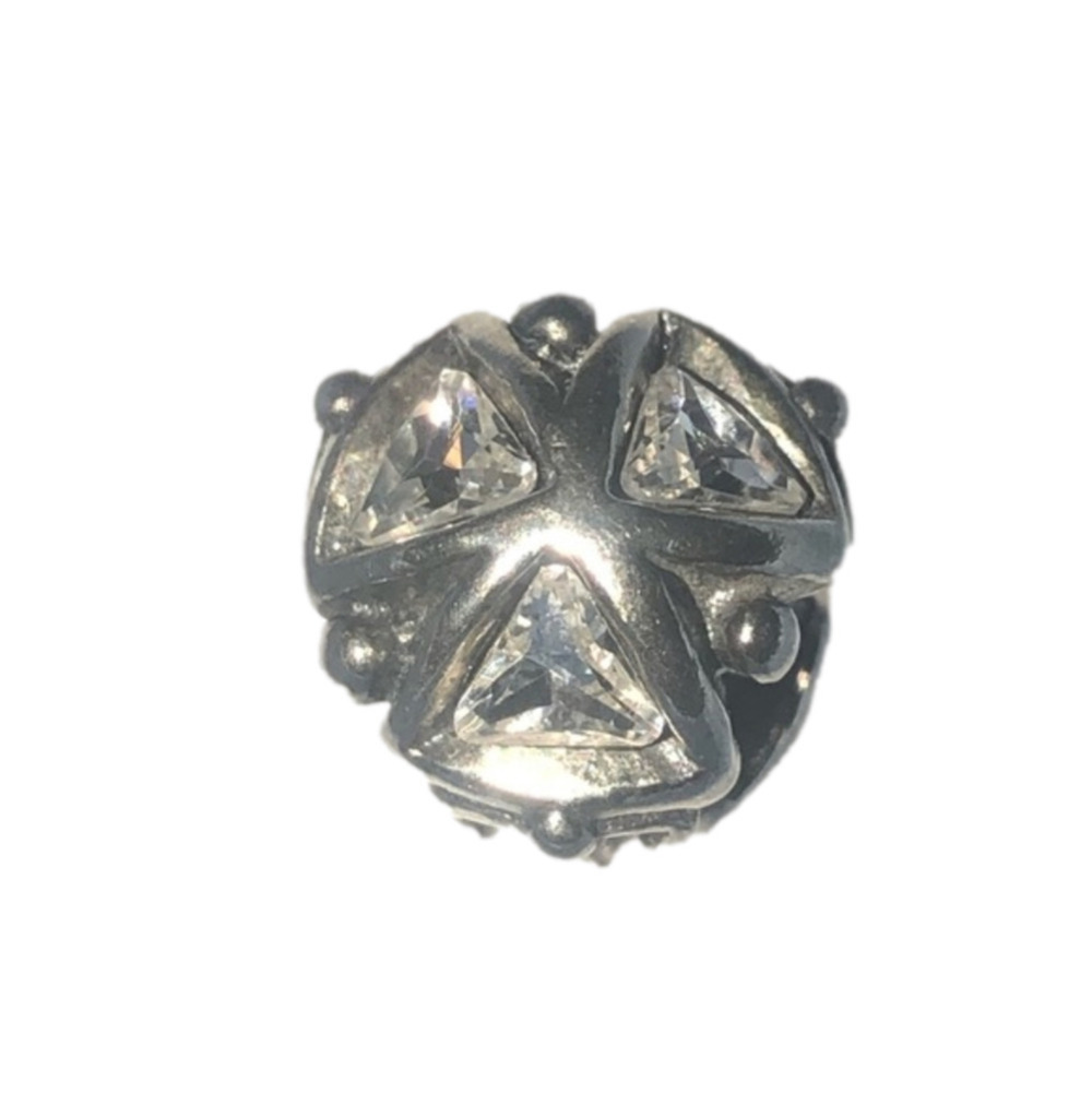 TROLLBEADS Sterling Silver Crystal Triangles Splitter Pendant Charm Bead 12301